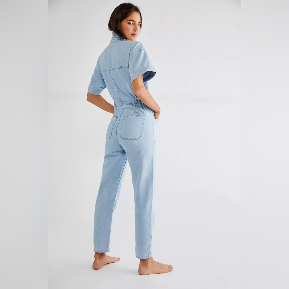 Free People Marci Coverall Denim Jumpsuit - Picture 4 of 7